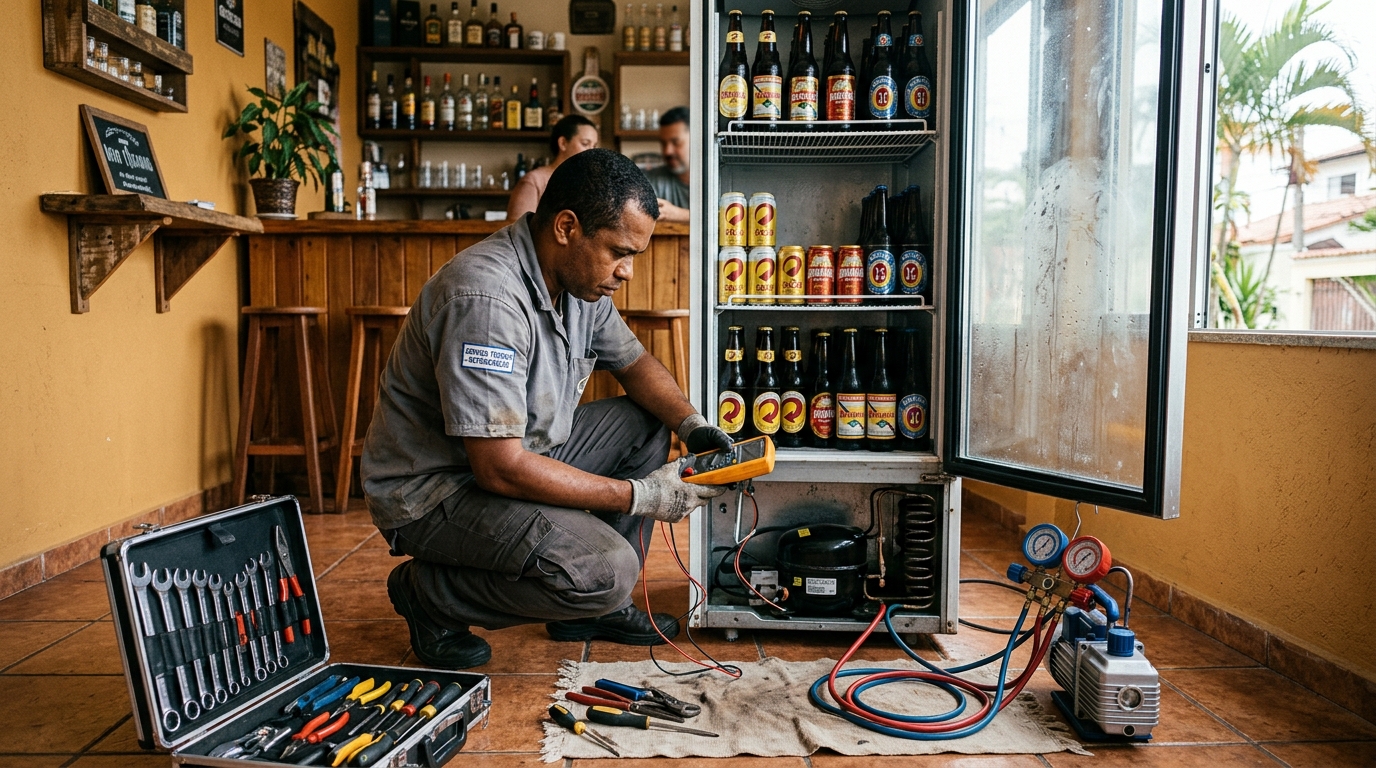 Substituição do termostato de uma cervejeira em Juiz de Fora‑MG
